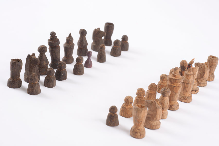 Chess pieces that Malka Giske found after the war next to her former home in the Lodz ghetto