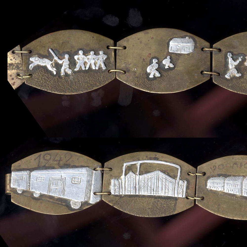 Testimony regarding the plight of prisoners in the Vapniarca camp, as depicted on a metal belt made in the camp
