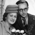 Yaacov Leser and Yona Bornstein on their wedding day, Cracow, 1946
