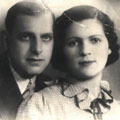 מלכה, אחותו של מאיר, עם בעלה נח ליפסקי. שניהם נרצחו באושוויץ ב-1942