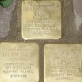 The "stumbling block" plaques placed in front of the van Oosten family home as a reminder of those Jews murdered during the Holocaust