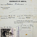 Hirsch Top’s immigration document for Eretz Israel with his assumed name - Avraham Robinson