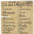 Slip of paper on which Yitzhak-Frantisek Levi jotted down the names of all the places he and his mother passed through when they fled their home in Oswiecim, Poland