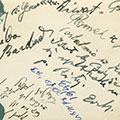 חתימות של חבריו ליחידה של צבי גינזברג בצבא אנדרס, 1943
