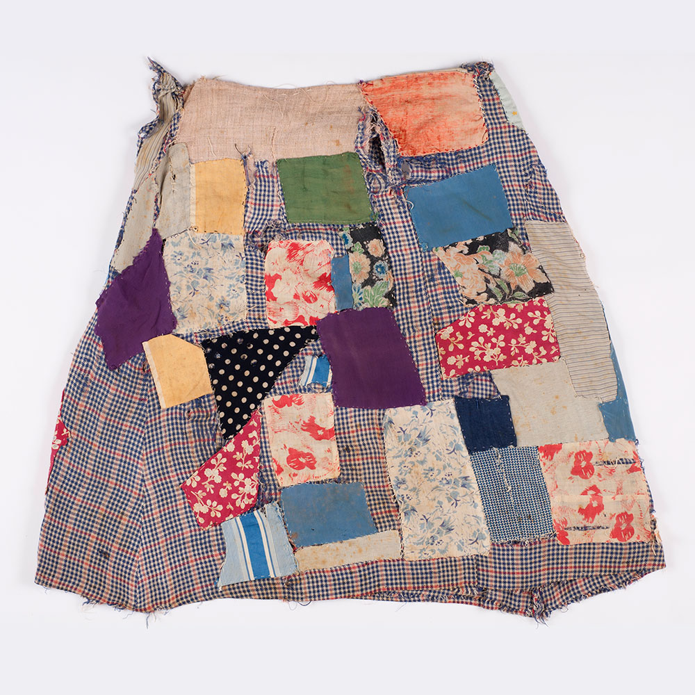 Dress in which Rosa Rosenstrauss was deported from her home, later recreated as a patchwork skirt during the years of exile in Transnistria