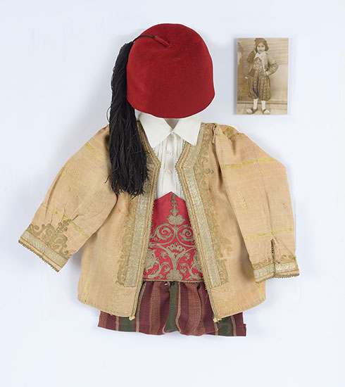 Purim costume of a Greek freedom fighter that belonged to Rachel-Sarah Osmo from Corfu, Greece