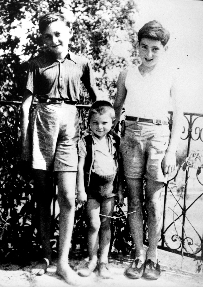 From left to right: Majer-Marcel Bulka, his brother Albert, and his friend, Alek Bergman, Izieu, summer 1943