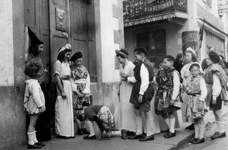Children of the home in Chamonix dressed up for Mardi Gras, 1943-1944
