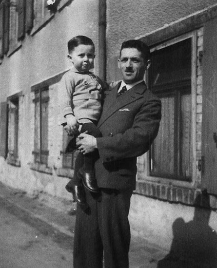 Herbert Odenheimer (Ehud Loeb) with his father Hugo in Buehl, Germany, before the war
