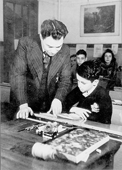 Teacher with a student at a Joodsche Raad school, Amsterdam, the Netherlands