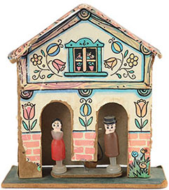 In the Debrecen ghetto, Hungary, Leah Burnstein made a dollhouse with dolls in the image of her parents, as a souvenir of the home from which they were deported