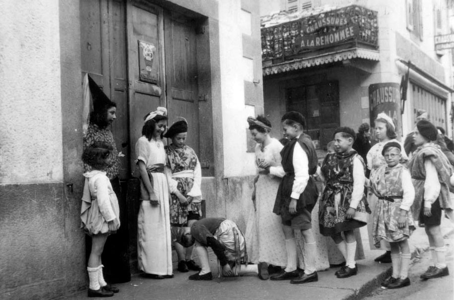 Children of the home in Chamonix dressed up for Mardi Gras, 1943-1944