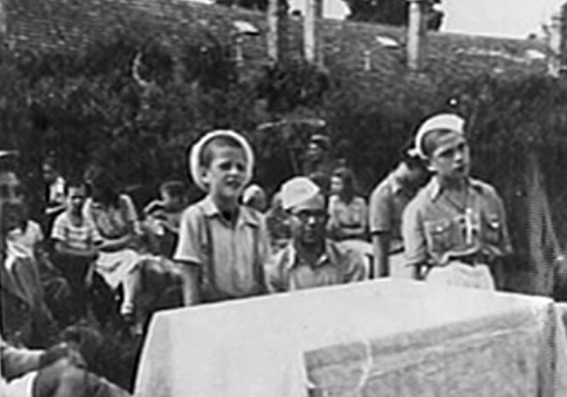 Dedication of the new building and flag at the youth village in Deszk, Hungary, June 1946