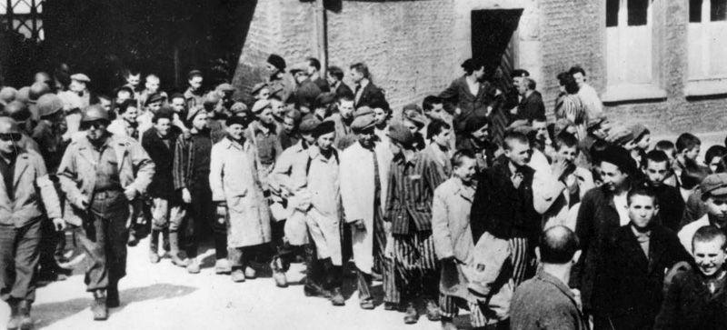 Group of "Buchenwald boys" leaving the camp