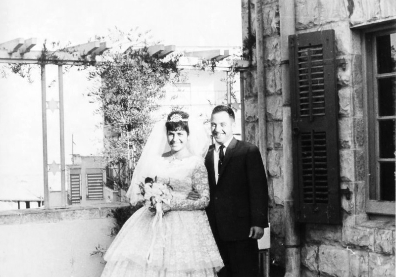 Zmira and Alfred Mazeh on their wedding day, Israel, 1965