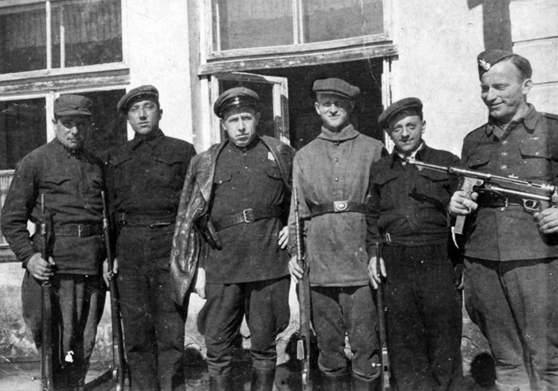 The guards at the children's home who protected the children from Polish attacks. Zakopane, Poland, 1945