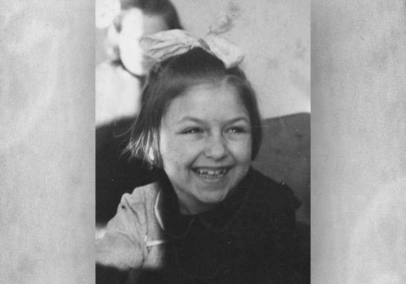 Dziunia (Dina) Tziper at the children's home in Zakopane, Poland, 1946