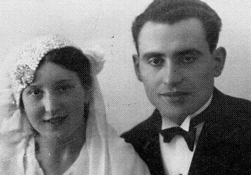 Baruch Bram and Lili-Leah Zeiler on their wedding day.  Kalisz, Poland, 1930s
