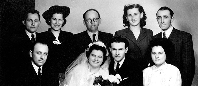 Simcha and Hanna Goldstein on their wedding day. Bratislava, 1946