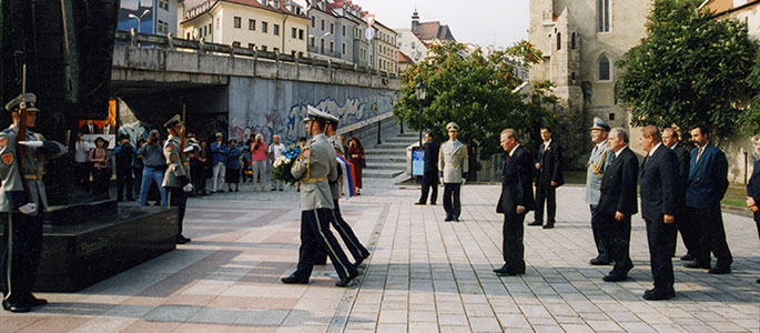 A memorial ceremony in Bratislava for the Slovakian Holocaust victims with Holocaust survivors, representatives of the government and the city council in attendance