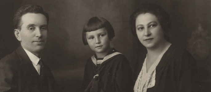 Bratislava, 1930. Marta Woldner and her parents, Adolf and Berta. Marta perished in the Holocaust. Her parents survived