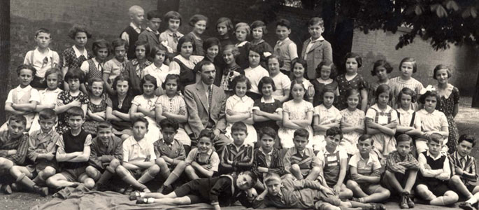 Pupils in the third grade of the Jewish elementary school in Bratislava, 1934-1935