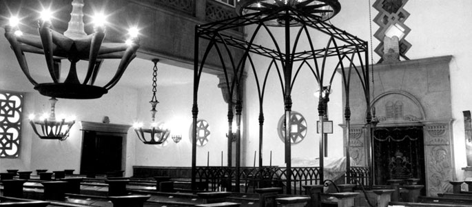 The interior of the synagogue in Bratislava before the war