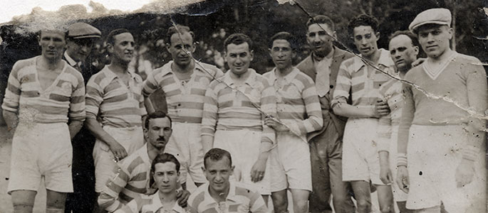 Members of the Maccabi Hatzair soccer team (MSK - Makkabea Sportuvy Klub), 6 April 1929