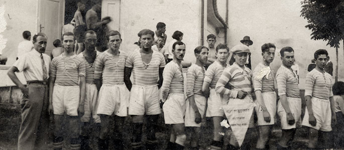 Members of the Maccabi Hatzair soccer team (MSK - Makkabea Sportuvy Klub), 15 June 1930. 