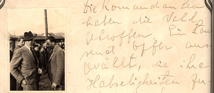 עמוד מהכרוניקה שכתב הרב ארמין אבא אברהם פרידר בתקופת המלחמה