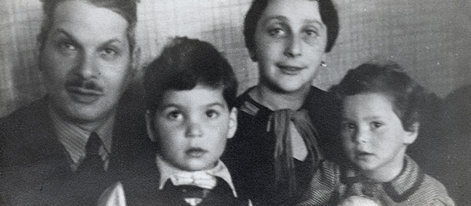 Dr. Gustav Steiner, his wife Gita, their son Nathan, and their daughter Alice-Sarah. Bratislava, 1939