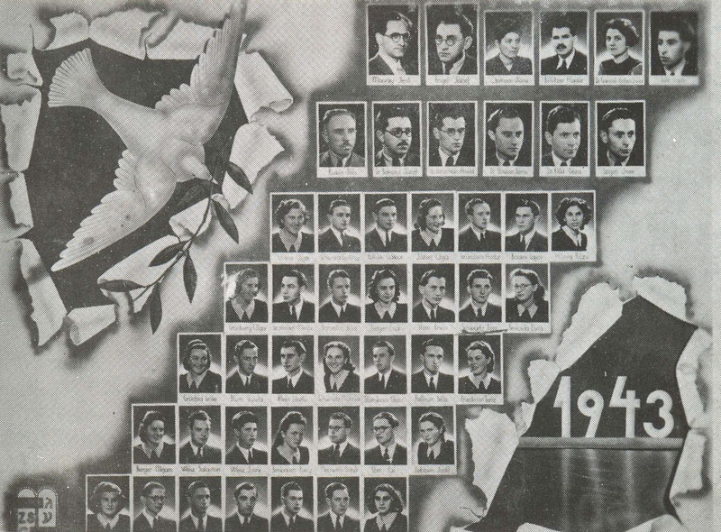 Twelfth graduating class at the Munkács Hebrew Gymnasium, 1943