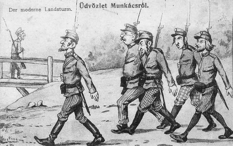 Postcard portraying Jewish soldiers in the Austro-Hungarian army