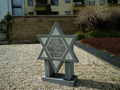Memorial on the site of the Great Synagogue in Würzburg. The synagogue building destroyed during a bombing raid in 1945. 