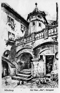 Würzburg – drawing of the Mai family’s house, Prewar.