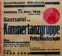 וירצבורג, 1928. מופע בלט בתיאטרון העירוני בווירצבורג. בין הרקדניות, שניה מימין, גוסטבה מאירהוף