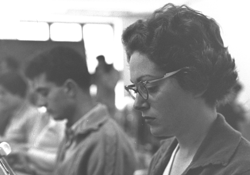 Presseraum außerhalb des Gerichtssaals, 1961