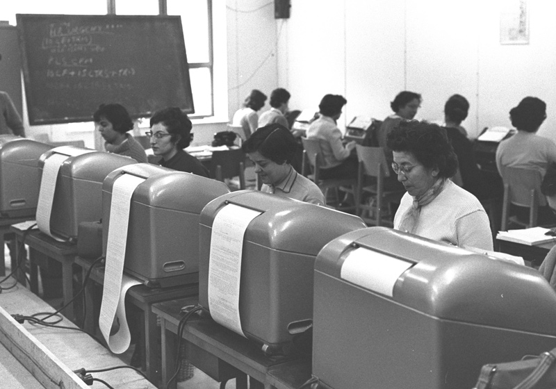 Pressroom outside the courtroom, 1961