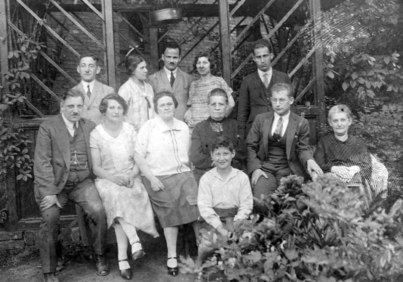 Walter and Herta Mayer (top, center) with their families. Ratibor, Germany, prewar