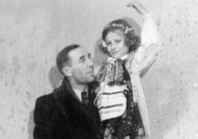 Iza Harnik (Israela Hargil) with her rescuer, Jacenty Miklaszewski. Krakow, February 1946