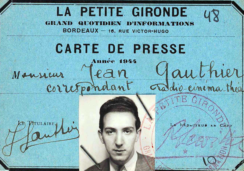 Forged journalist's ID in the name of Jean Gauthier, a correspondent for “La Petite Gironde“ from Bordeaux