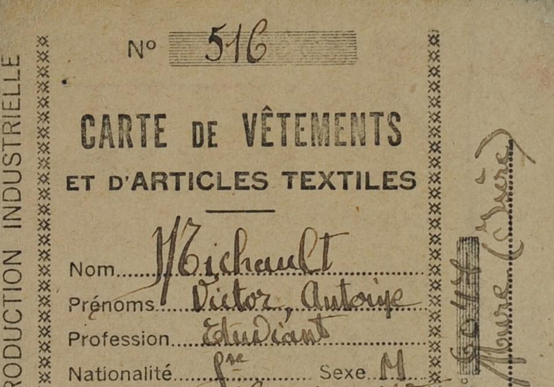 Booklet of clothing coupons in the name of Victor Michault