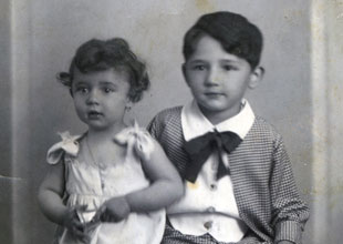 Ester aged two, with her brother