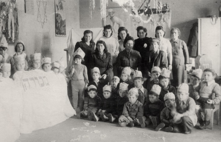 Leipheim, Germany, children attending a Hanukkah party in the DP camp