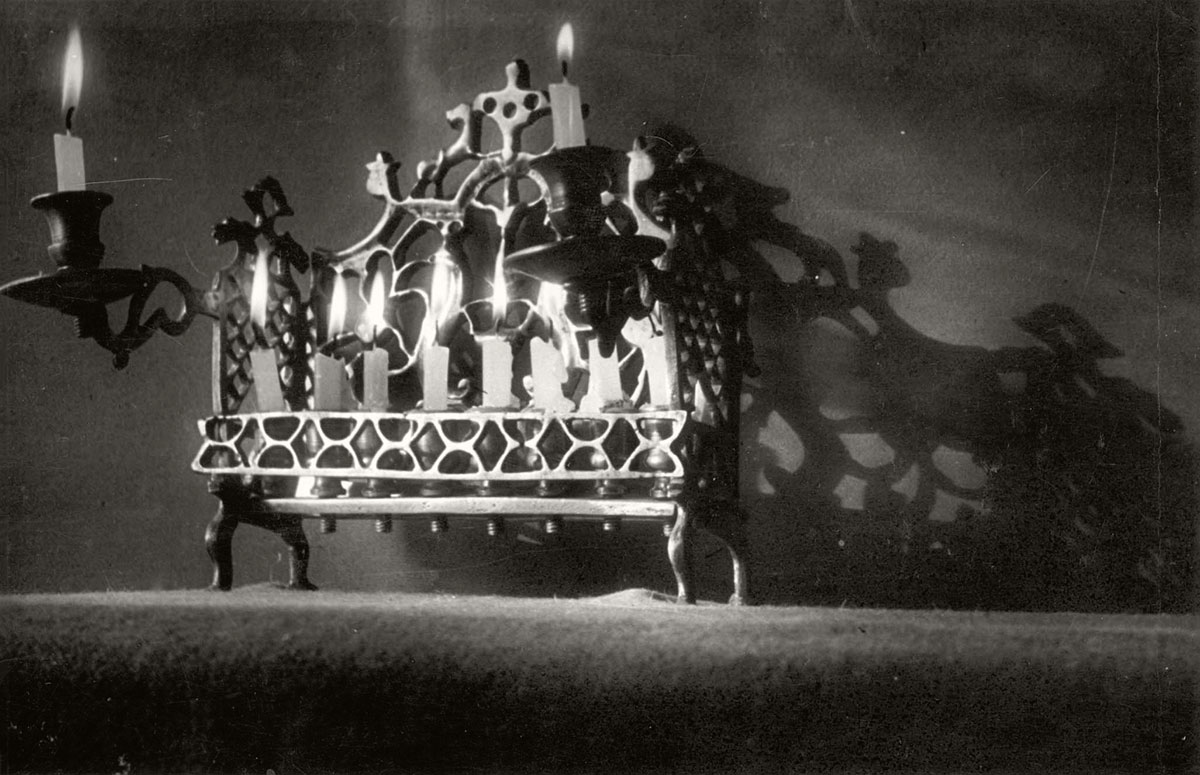 Amsterdam, Holland, 1935, a Hanukkah candelabrum.