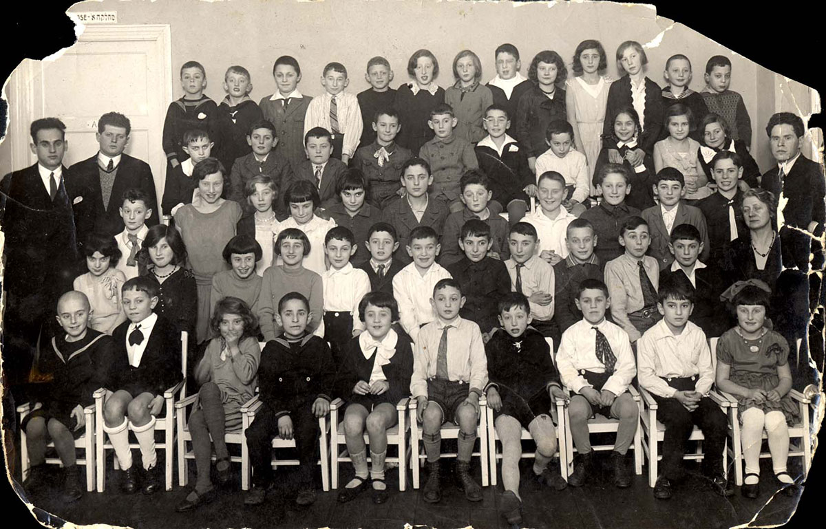 Riga, Latvia, 1932, second and third grade classes of Public School No. 9 at a Hanukkah party