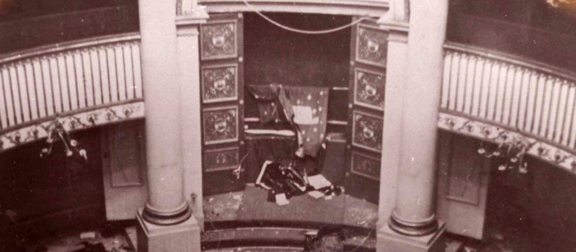 SThe destruction inside the Stadttempel Synagogue in Vienna, which was desecrated during the Kristallnacht pogrom, 9-10 November 1938