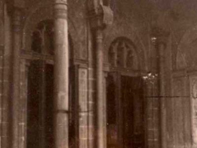 La sinagoga Sefardí «Turca» en la calle Zirkus (Zirkusgasse) en el segundo distrito de Viena, en ruinas como resultado del pogromo de la Kristallnacht, 9-10 de noviembre de 1938
