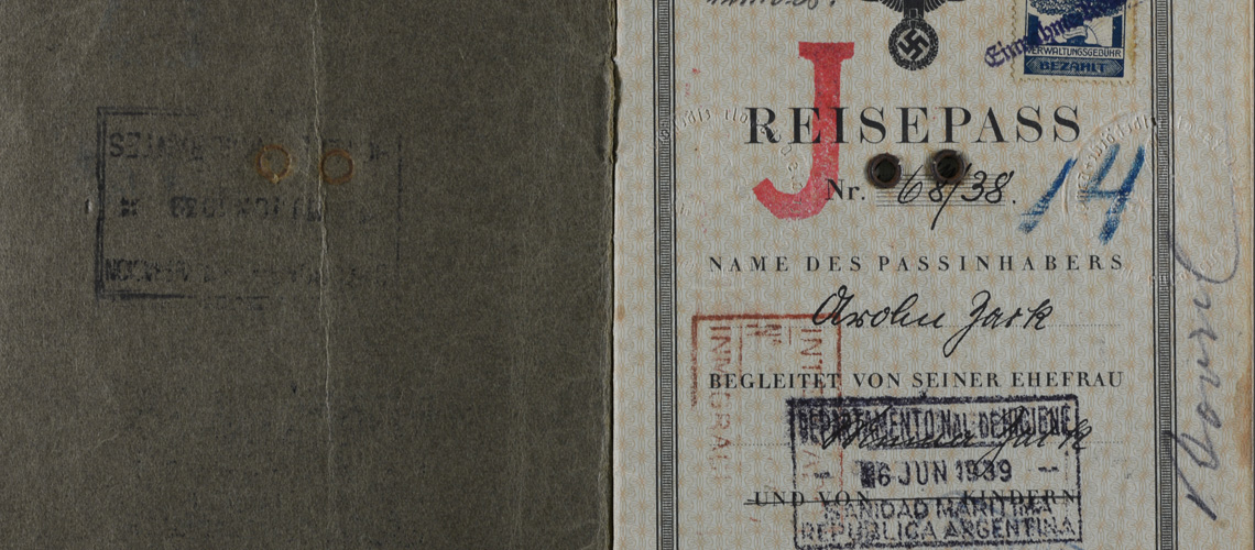 דרכונם של מינה ואהרון צק שהונפק באוקטובר  1938 בניידנבורג, גרמניה, ותוקפו למשך שנה בלבד