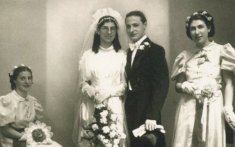 בלאנש נבארו ומאיר ויארה ביום חתונתם, אמסטרדם, 9 באוגוסט 1939